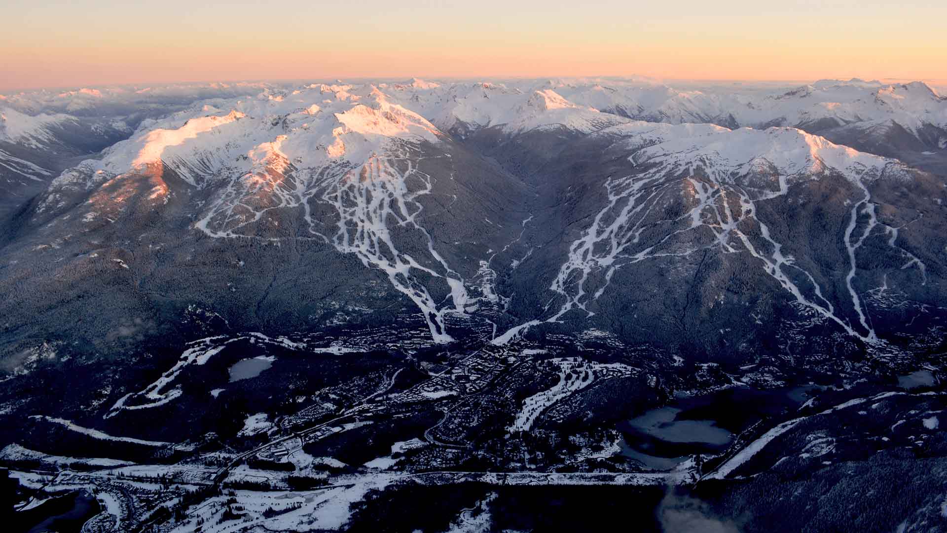 Aerial view of Whistler Blackcomb from a helicopter