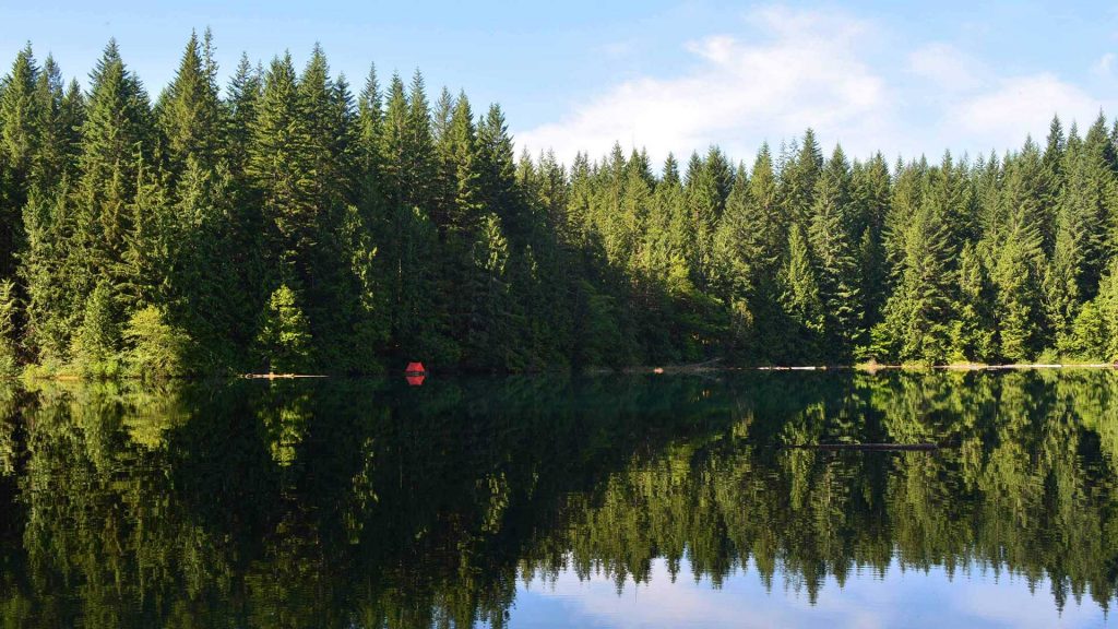 Photos of serene lake in Whistler, BC.