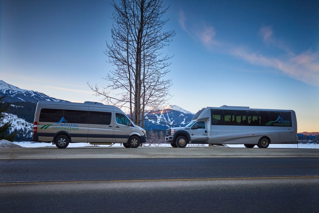 Photo of two vehicles that Whistler Connection uses for airport transfers from Vancouver to Whistler.