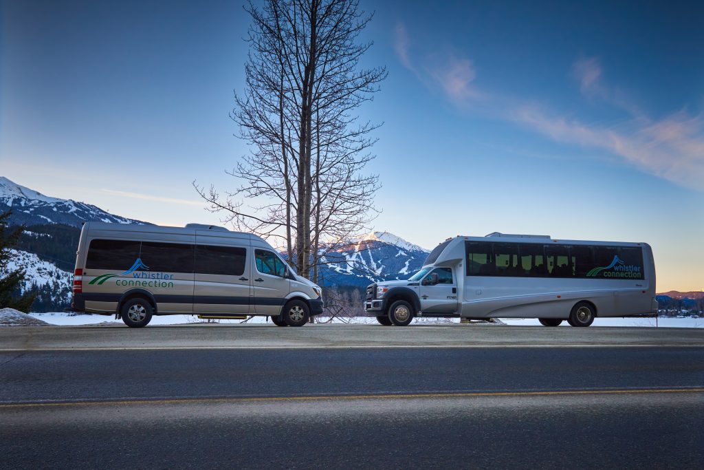 Photo of two vehicles that Whistler Connection uses for airport transfers from Vancouver to Whistler. 