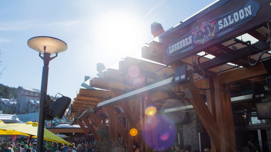 Exterior shot of the Longhorn Saloon in Whistler, BC. 