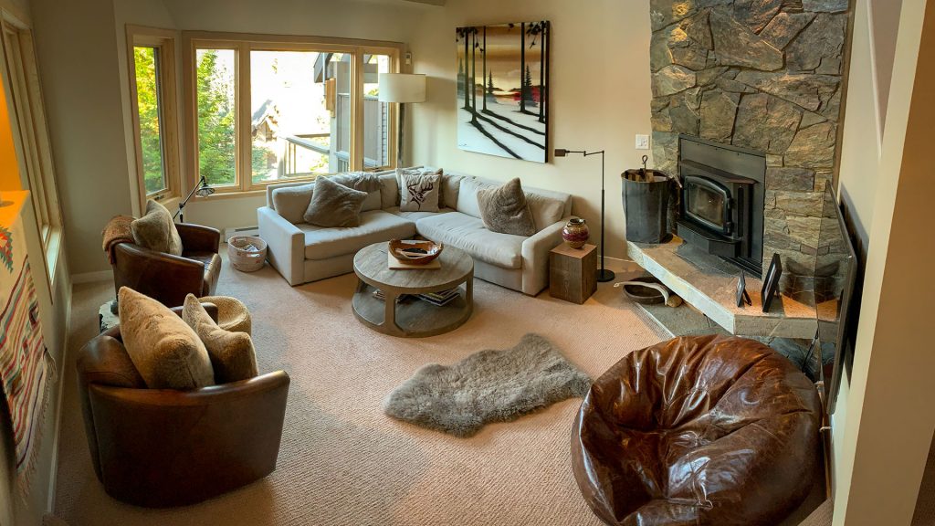 Interior shot of living room of a Holiday Whistler Accommodation