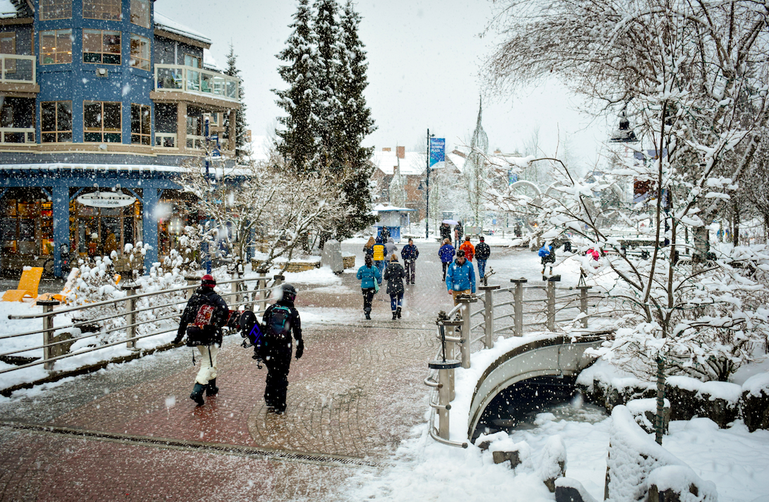 snowy whistler village
